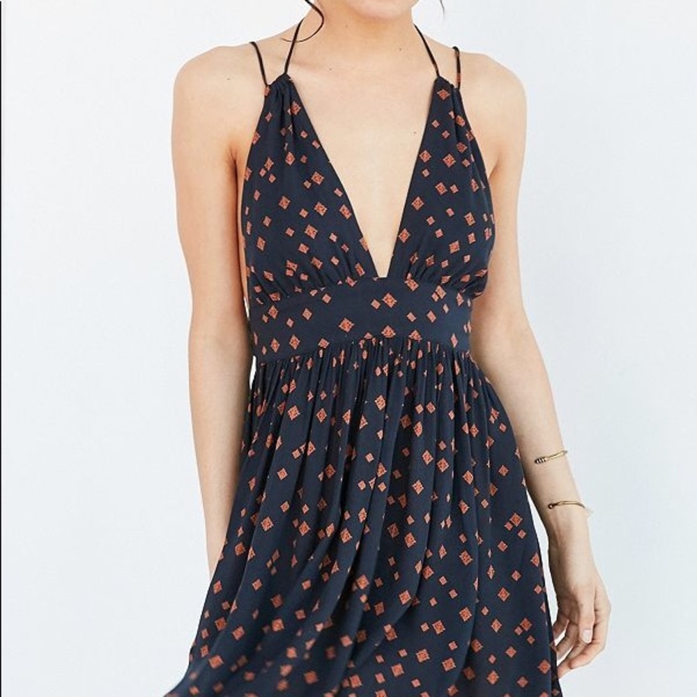 KIMCHI BLUE by UO Navy Halter Neck Dress